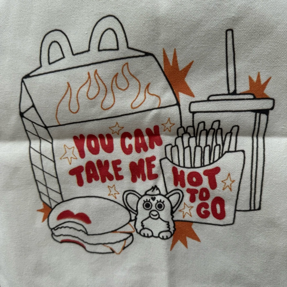 NWOT Chappelll Roan “Hot to Go” canvas tote featuring a Furby & a Happy Meal!